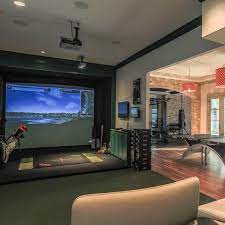 Best Golf Simulators Gym Room At Home Golf Simulator Room Basement Design