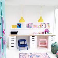 See more ideas about kid desk, kids room, home decor. Make A Colorful And Functional Homework Space With Plenty Of Room For Display And Drawers For Supplies Kids Writing Desk Kids Workspace Playroom Desk