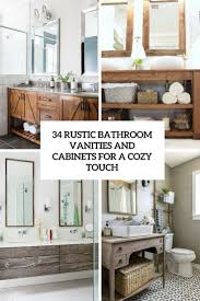 Our buying guide will help you discover our large selection of bathroom vanities, cabinets, and sinks in every style, shape, and colour to complete your modern bathroom makeover. Rustic Bathroom Vanities And Cabinets For A Cozy Touch Cover Rustic Bathroom Vanities Dark Wood Bathroom Wood Bathroom