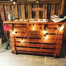 Measure and map out the area… we played around with a layout and decided we were going to use 2 pallets in the front to make the actual bar area. The Mini Kona Pallet Tiki Bar October Sale The Most Etsy Pallet Tiki Bar Outdoor Pallet Bar Pallet Bar