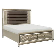 Made of solid and engineered wood with a. 1515 1 Queen Platform Bed With Led Lighting And Storage Footboard