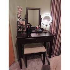 Makeup Vanity Set Table Stool Drawer Bedroom Furniture Bench Chair Wood Espresso Vintage Bedroom Furniture Vanity Table Set Bedroom Furniture Bench