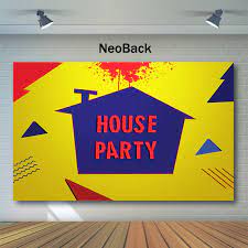 Summer background with tropical palm leaf and handwriting lettering. Mocsicka House Party Backdrop Art Paint Splash Background Photography House Party Banner Photo Backdrops Background Aliexpress