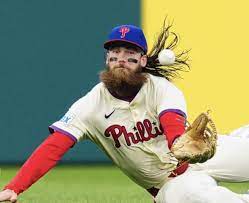 Brandon Marsh made a great diving catch in today's Phillies win over the LA  Dodgers that helped the Phillies win the series. ￼