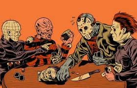 Freddy Krueger Vs Jason Vs Michael Myers Vs Chucky Ha Love This Horror Movie Icons Funny Horror Horror Icons