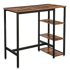 vasagle alinru bar table high dining table with 3 storage shelves computer desk industrial bar counter with st high dining table bar table bar set furniture