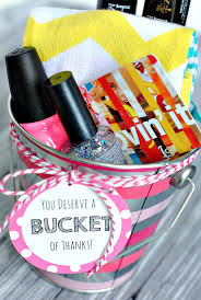Thank you gifts come in a wide variety to best fit the person you have in mind from funny mugs for doctors and nurses, to tea sets and scented candles. Thank You Gift Ideas Bucket Of Thanks Crazy Little Projects