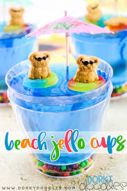 Beach Party Jello Cup Snacks Pool Party Treats Beach Birthday Party Fun Kids Food
