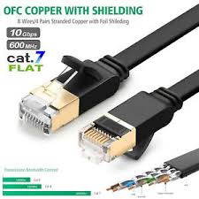 Cat 7 ethernet cables support higher bandwidths and much faster transmission speeds than cat 6 cables. Ultra Speed Black Flat Cat 7 Ethernet Cable Cord 2m 3m 7m 8m 15m 25m 30m Lot Ebay