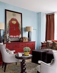 Nowadays most everyone has some knowledge about how colors on the color wheel effect your mood. 41 Lively Ways To Use The Color Red Light Blue Living Room Living Room Red Red Decor