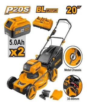 INGCO 40V Dual-Battery Lithium-Ion Cordless Lawn Mower, AI generated