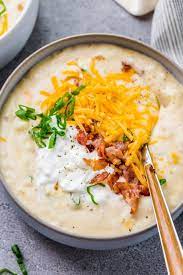 Just like our loaded twice baked potato, this soup is topped with cheddar cheese, sour cream, bacon and chives. Loaded Potato Soup Recipe Natashaskitchen Com