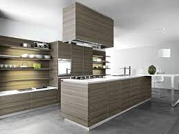 Wood kitchen cabinets work especially well in industrial spaces when paired with stainless steel appliances, open rafters, exposed duct work, and countertops: Italian Kitchen Wooden Color High Quality Cleaf Material Cabinets