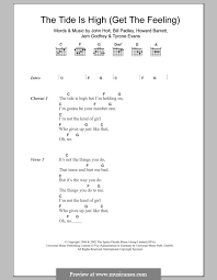 And listen in high tide and in low tide. The Tide Is High Get The Feeling By B Padley H Barrett J Godfrey J Holt T Evans On Musicaneo