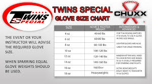 Twins Special Glove Size Chart Chuxx Martial Arts