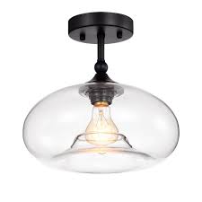 Warehouse Of Tiffany Masix 11 In 1 Light Matte Black Semi Flush Mount Light In 2020 Ceiling Lights Flush Mount Lighting Glass Shades