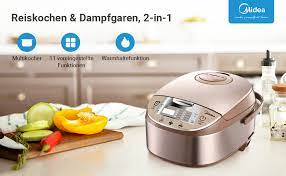 Especially, as a brand from asia where rice is the most basic dish in daily meals, you can put your trust in midea rice cookers. Midea Rice Cooker With Steamer And Warming Function Mb Fs5017 Multi Cooker With Non Stick Inner Pot Measuring Cup And 2 Rice Spoons Rice Without Burning 875 W Slow Cooker With 24 H Delay