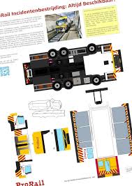 Trains pollute less than other modes of transportation. Bouwplaat Prorail Bergingsvoertuig Print Paper Model Car Paper Train Paper Models