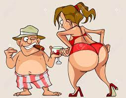 Cartoon Woman With Big Ass In A Bathing Suit And Man In Shorts Royalty Free  SVG, Cliparts, Vectors, and Stock Illustration. Image 37707724.