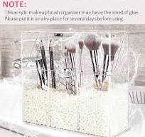 YestBuy Clear Makeup Brush Holder, Acrylic Makeup Brush Organizer For  Vanity, Cosmetic Brush Storage Box with Pearls, For Bathroom, Bedroom,  Vanity ...