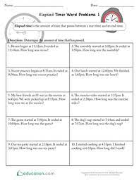 Elapsed Time Word Problems 1 Worksheet Education Com