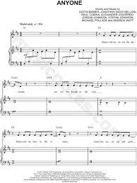 Justin Bieber Anyone Sheet Music In D Major Transposable Download Print In 2021 Sheet Music Justin Bieber Songs Digital Sheet Music
