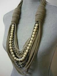 Beads And Old Tshirt Necklace Scarf Jewelry Diy Necklace Scarf Necklace