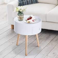Couchtisch, beistelltisch, kleine tische aus asien. Homcom Kleiner Beistelltisch Couchtisch Wohnzimmertisch Rund Skandinavisches Design Mit Stauraum Mit Schubladen Holz Weiss O38 X H45cm 833 363