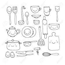 16 dessins d 039 ustensils de cuisine ilustracion vectorial juego utensilios cocina manos dibujo coloriage remorques fendt