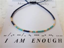 Custom morse code bracelet, personalized, hidden message bracelet, secret message jewelry, name bracelet dainty and adorable morse code bracelet. Morse Code Bracelet I Am Enough Affirmation Bracelet Etsy