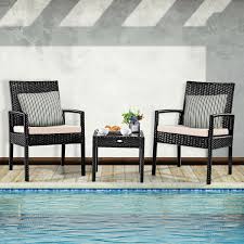 Some patio conversation sets can be shipped to you at home, while others can be picked up in store. Htth 3 Pieces Patio Chair Sets Outdoor Wicker Patio Furniture Sets Modern Bistro Set Rattan Chair Conversation Sets Blue Two Chairs With Glass Coffee Table Patio Lawn Garden Patio Furniture Sets