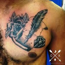3d nautical star with scroll ribbon tattoo design for forearm. 13 Best Scroll Tattoos On Chest