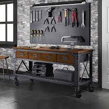 It also has interior storage shelves and a pegboard wall all contained within a stable and. Whalen 72 Quot Metal And Wood Workbench Wood Workbench Garage Tool Storage Metal Work Bench