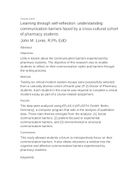 We periodically reflect back on an event and how we handled it in hopes that we learn something from it. Pdf Learning Through Self Reflection Understanding Communication Barriers Faced By A Cross Cultural Cohort Of Pharmacy Students