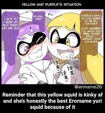 They are the hosts of inkopolis' news. Yellow And Purple S Situation Ermame26 Reminder That This Yellow Squid Is Kinky Af And She S Honestly The Best Eromame Yuri Squid Because Of It Reminder That This Yellow Squid Is Kinky