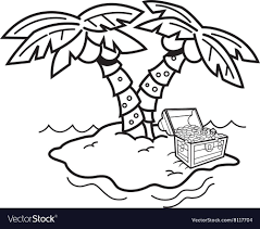Cartoon Island With Palm Trees Vector Image On Vectorstock Black And White Illustration Coloring Pages Summer Coloring Pages