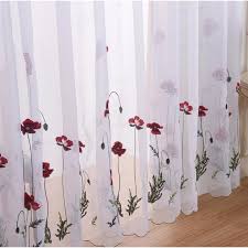 Vintage french faded floral valance ruffle c1920's white red faded flowers old. Classic White Sheer Embroidered Red Flower Curtains Tulle For Living Room Simple Pastoral Window Screen Voile Drapes Bedroom Curtains Aliexpress