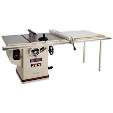 Jet 5 Hp 10 In Deluxe Xacta Saw Table Saw With 50 In Fence Cast Iron Wings And Riving Knife 230 Volt Table Saw Cabinet Table Saw Table Saw Blades