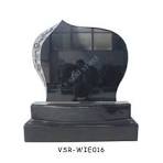 Indian Black Upright Gravestone Cemetery Headstone Granite Tombstone with  Rose Carving