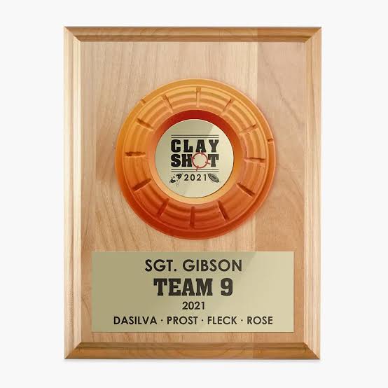 Personalized Clay Pigeon Award - Attached to 7x9 Wall Plaque