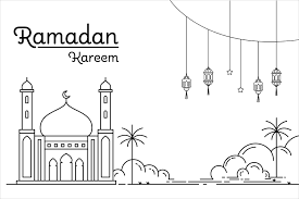 Ramadan Kareem Monoline Mosque Illustration par sabavector · Creative  Fabrica