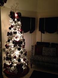 Black And Silver Christmas Tree Decorations Burgundy Black And Silver Christmas Tree Designer Zebra Flockedtree Silver Christmas Tree Decorations Silver Christmas Decorations Silver Christmas Tree