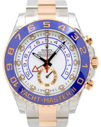 Scratch resistant sapphire crystal with cyclops magnifier. Rolex Yacht Master Ii 116681 Blue 18k Rose Gold Ceramic Stainless Steel Brand New