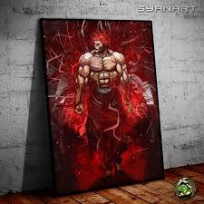 Yujiro Hanma Baki Metalprint Wallart Poster Canvas In 2020 Poster Prints Wall Art Anime Wallpaper