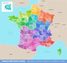 Vous trouverez sur cette page de multiples informations sur les départements français organisées en des tableaux différents, pour une meilleure lisibilité sur écran d'ordinateur et de téléphone. Carte De France Regions Departements Et Prefectures Stock Vector Adobe Stock