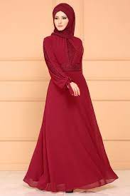 Modaselvim Bugune Ozel Dantel Ve Incili Sifon Abiye 4244s324 Bordo Abaya Tarzi Musluman Modasi Moda Stilleri