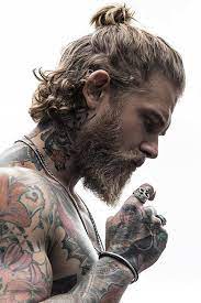 20 Renewed Hairstyle Ideas With A Full Beard For A Manly Look Man Ponytail Curly Hair Men Beard Hairstyle