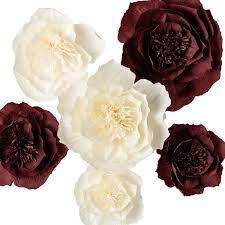 Check spelling or type a new query. Paper Flower Decorations Giant Paper Flowers Large Crepe Paper Flowers Beige Burgundy Set Of 6 Handcrafted Flowers For Wedding Decor Bridal Shower Baby Shower Nursery Wall Decorations Buy Online In Antigua And