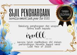 Untuk memudahkan kerja lagi, sy ambik. Gelap Completed Sijil Penghargaan And Award Wattpad