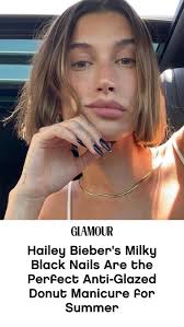 Hailey Bieber's Milky Black Nails Are the Perfect Anti-Glazed Donut  Manicure for Summer